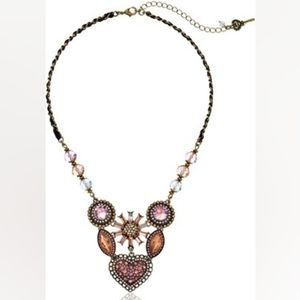 Betsey Johnson Vintage Heart 6-Piece Cluster Frontal Necklace Pendant Charm